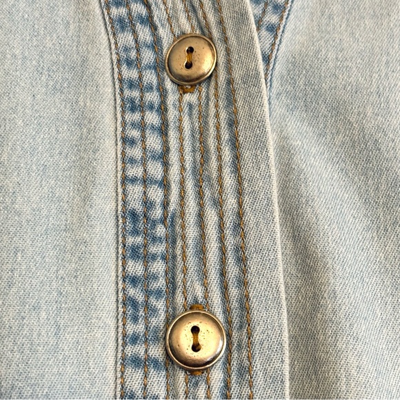 Vintage Orvis Oversized Denim Chambray Duster Dress Caftan Size Small - Picture 3 of 6